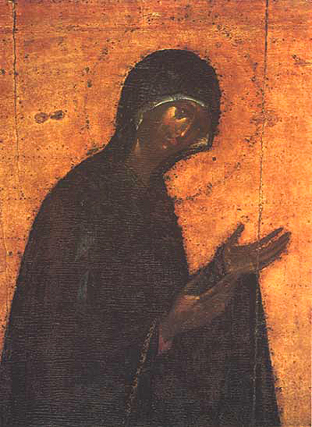Пресвятая Богородица из деисусного чина. Икона Благовещенского собора Московского Кремля, XIV в.